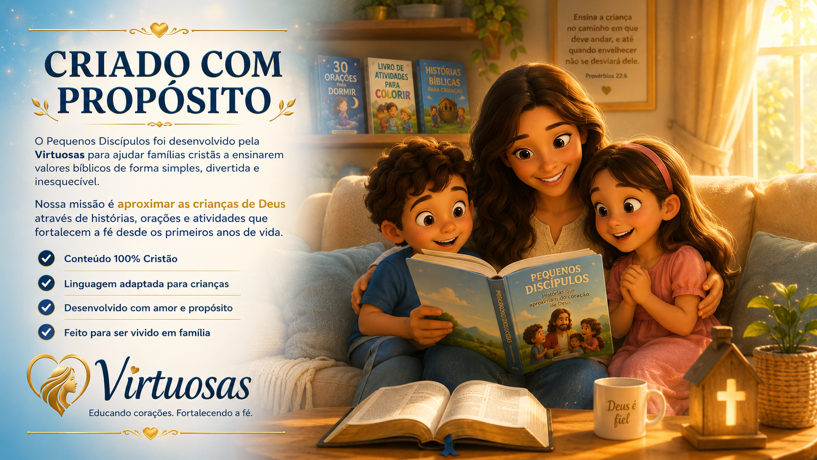 Criado com propósito pela Virtuosas — Educando corações, fortalecendo a fé